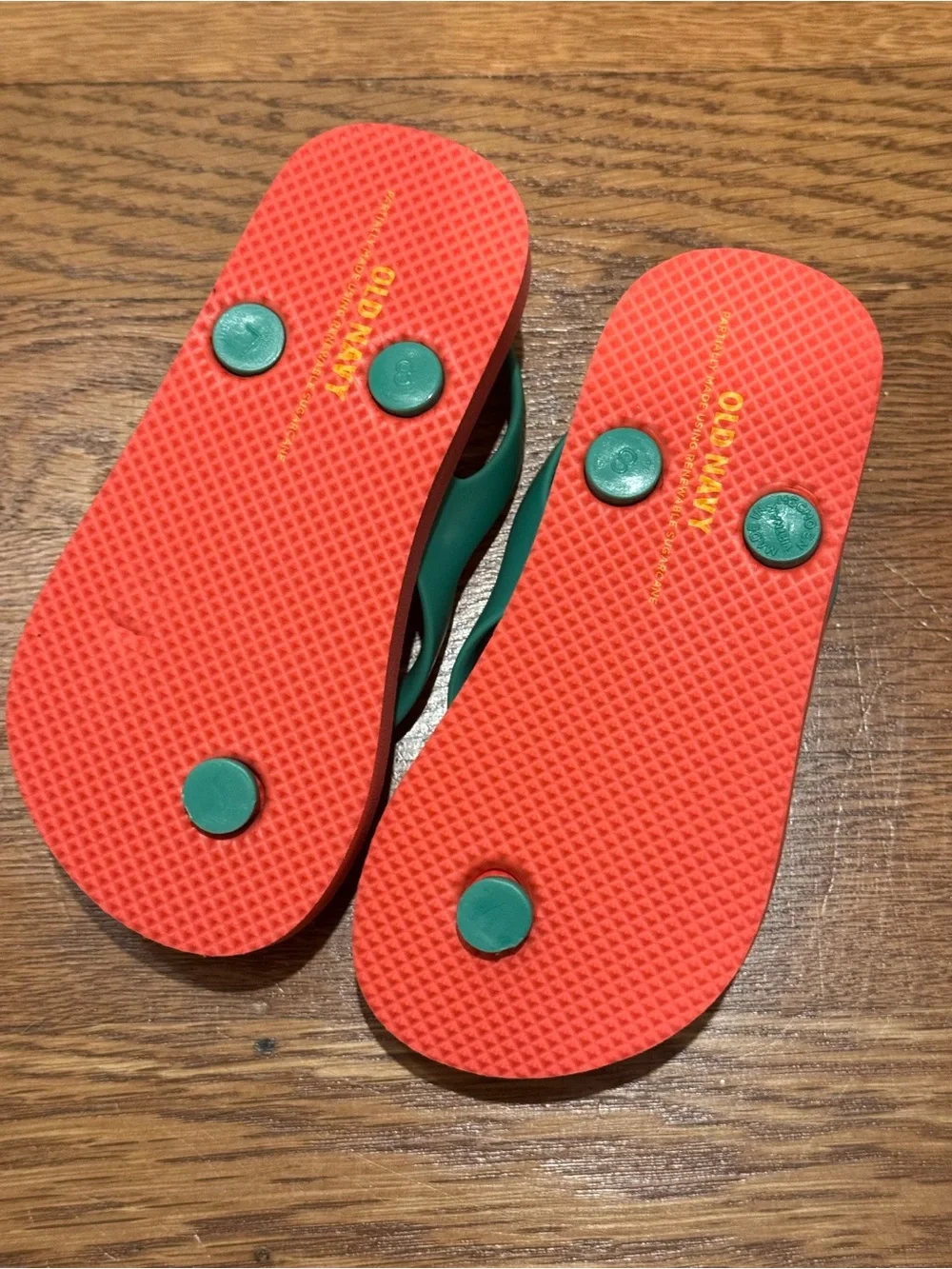 Old Navy kids Sz toddler 8c Strawberry-Pattern Flip Flops in Red & Teal NEW
